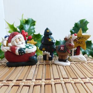 Eddie Walker Midwest of Cannon Falls Mini Santa & Rudolph At North Pole Set Of 4